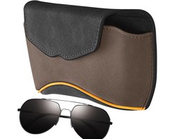 Zonnebrilhouder Auto - Brillen Klem - Veilig Opbergen - Magnetische Sluiting - 18 cm Lengte - Mokka Bruin