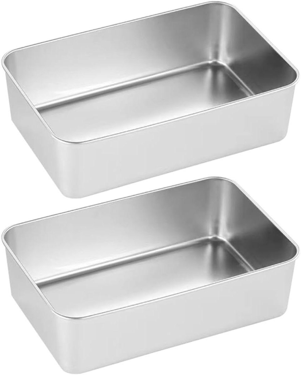 Bakvormen Roestvrij Staal - Brood Cake Vorm - Thuis Bakken - Set van 2 stuks - 13.5 x 10.5 cm