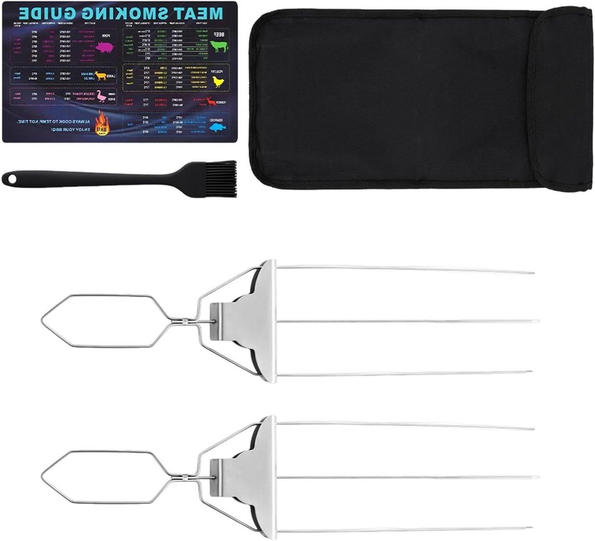 Barbecue Spiesen - Grill Prikkers - Vlees Grillen - Driepunt Ontwerp - Set van 2 - Zilver