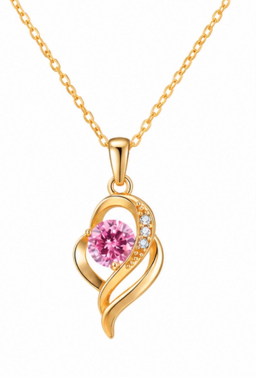 Luxe ketting - verguld - Zirkonia - Stijlvolle ketting - Goudkleurig - Roestvrijstalen -cadeau -Valentijn - Liefde - Verrassing