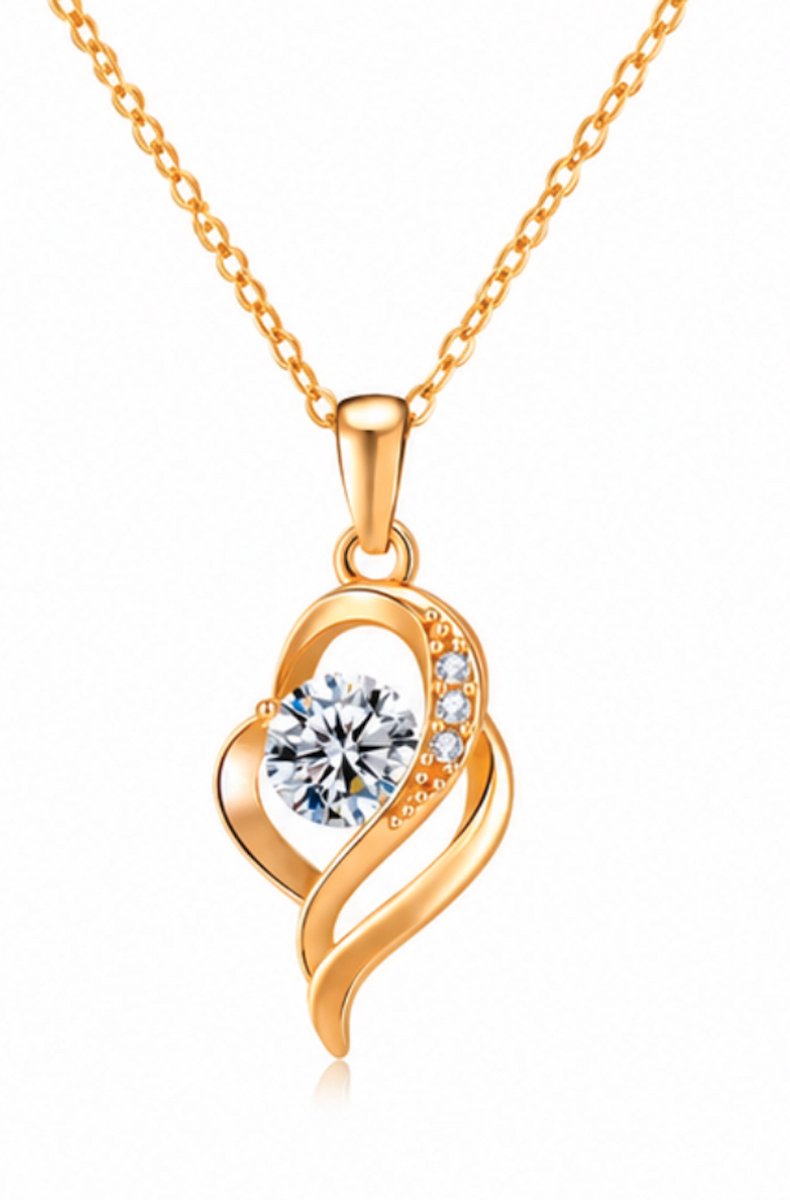 Luxe ketting - verguld - Zirkonia - Stijlvolle ketting - Goudkleurig - Roestvrijstalen -cadeau -Valentijn - Liefde - Verrassing