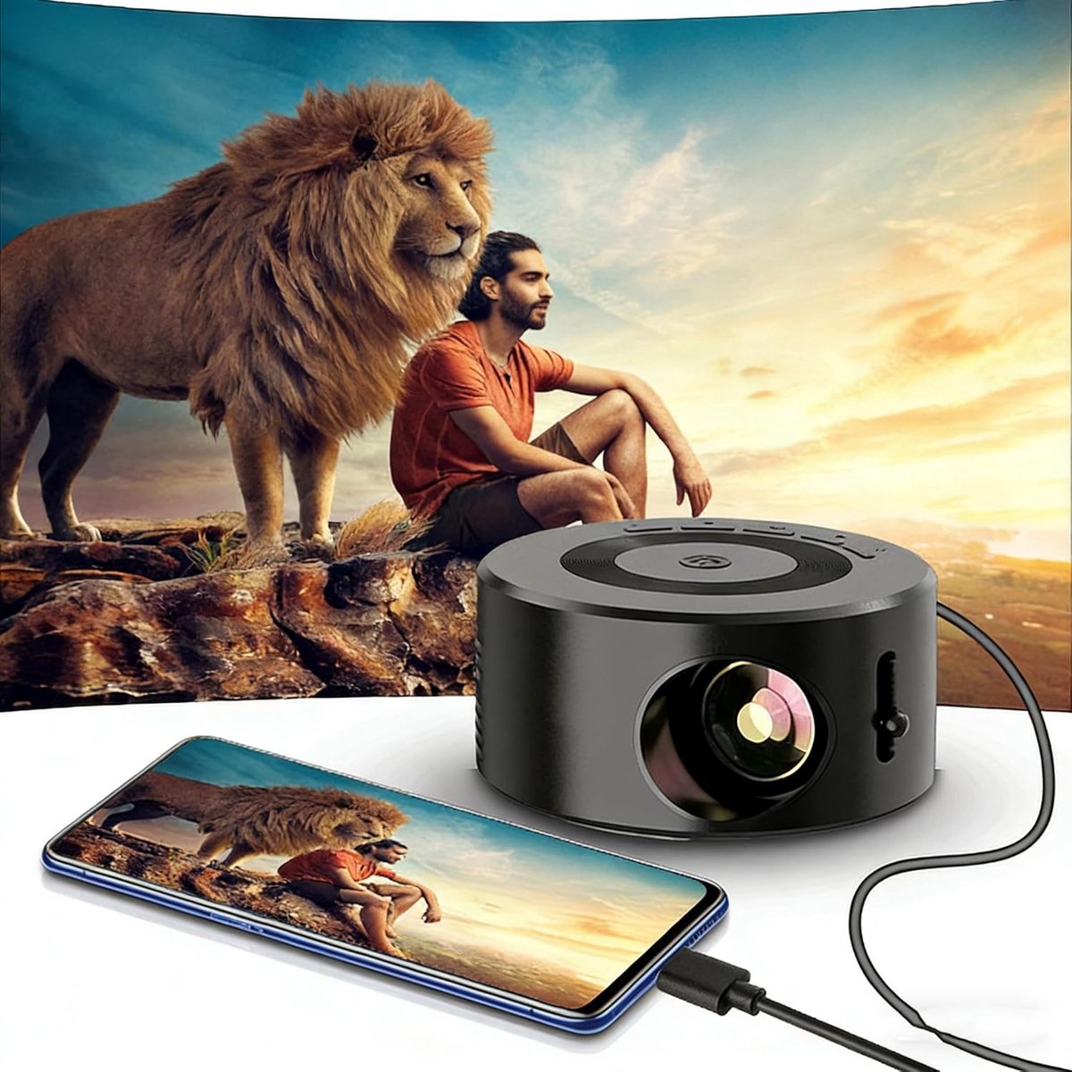 Mini Beamer- Draagbare projector voor kinderen - HDMI- en USB-aansluitingen - Geschikt voor thuisbioscoop en buitengebruik - Compatibel met smartphones en tv-sticks - Zwart