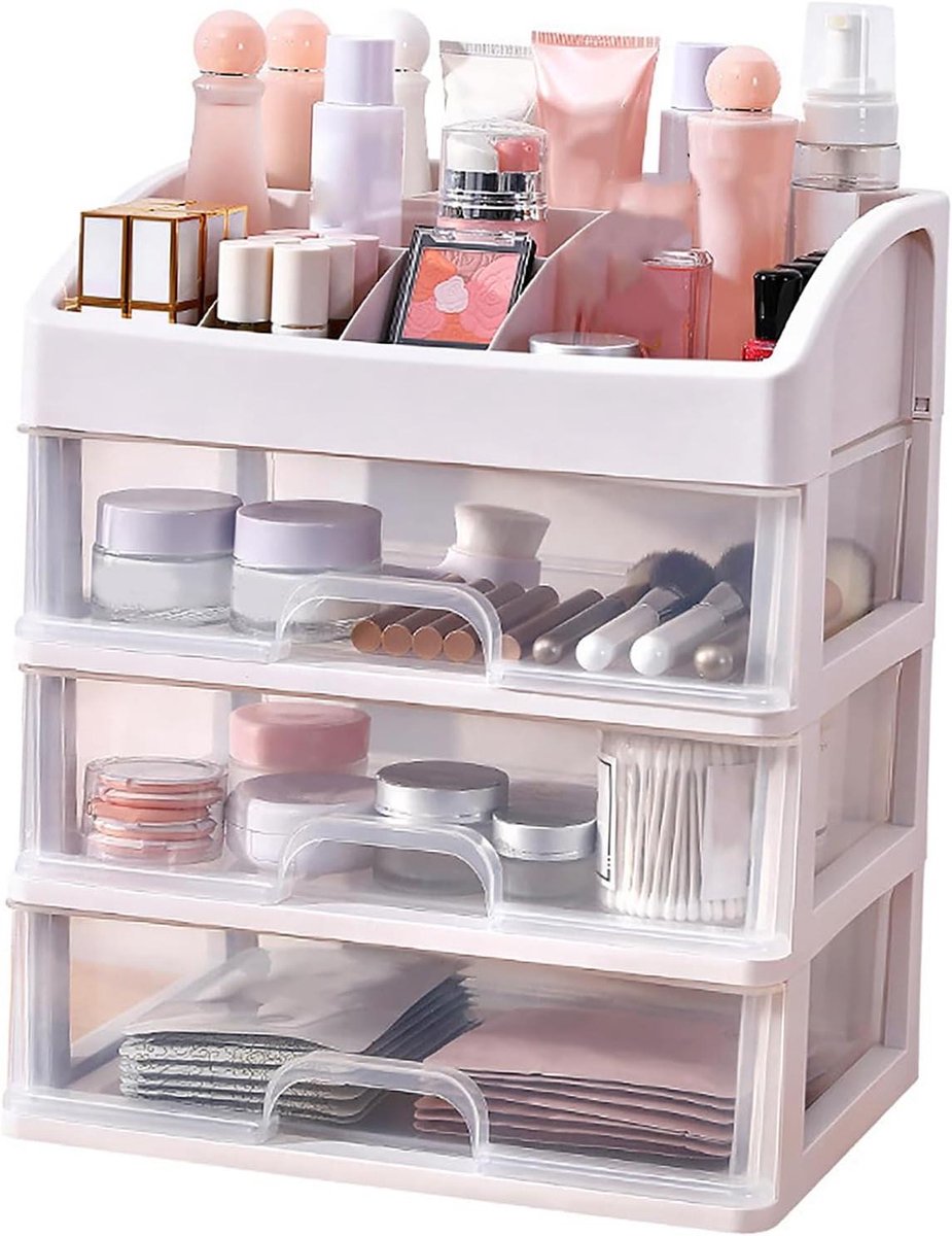 Make-up Opberger - Laden Organizer - Bureau Opruimen - Transparant Design - 3 Lades - Helder