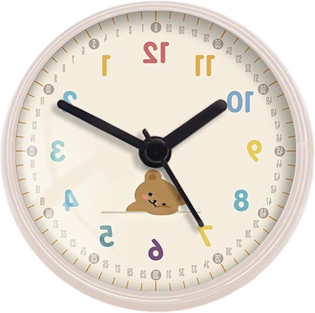 Badkamerklok Beer - Wandtimer Keuken - Tijd Bijhouden - Waterdicht en Stil - 7 cm Diameter - Wit