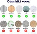 Geschikt voor: Metaal, Glad Hout, Tegels, Glas, Marmer. Niet geschikt voor: Cement, Geverfde muur, Baksteen, Ruwe wand, Behang.