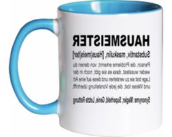 Koffiemok huismeester - Theekop grap - Dagelijks gebruik - Vaatwasmachinebestendig - 330 ml - Wit-lichtblauw