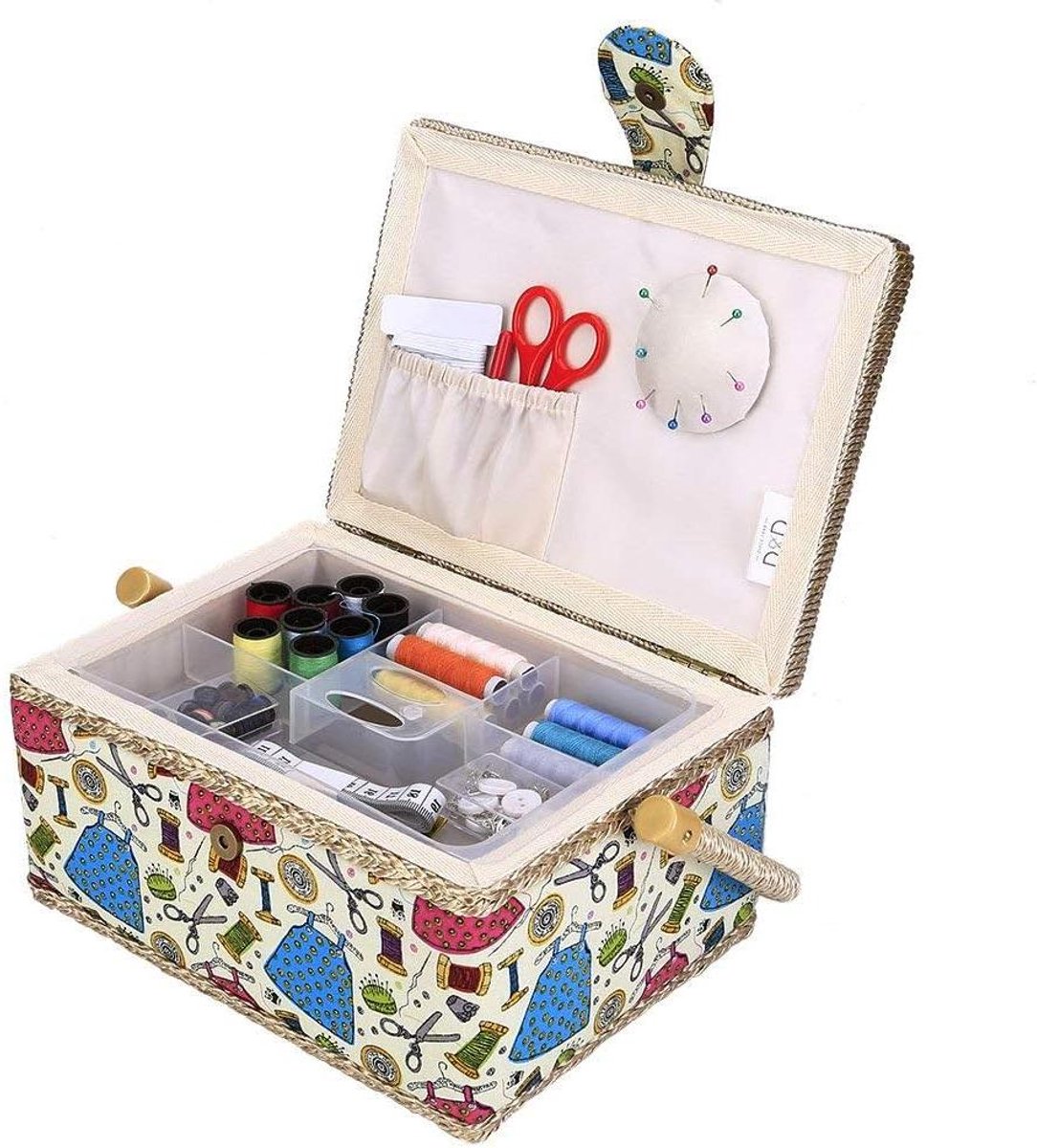 Naaimand Organizer - Handwerk Doos - Hobby Opslag - Dubbellaags Ontwerp - Met Handvat - Groen