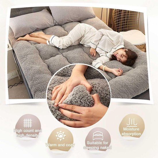 Japanse futonmatras - Vloermatras oprolbaar - Comfortabel slapen - Druk verdelend ontwerp - 90 x 200 cm - Grijs — afbeelding 2