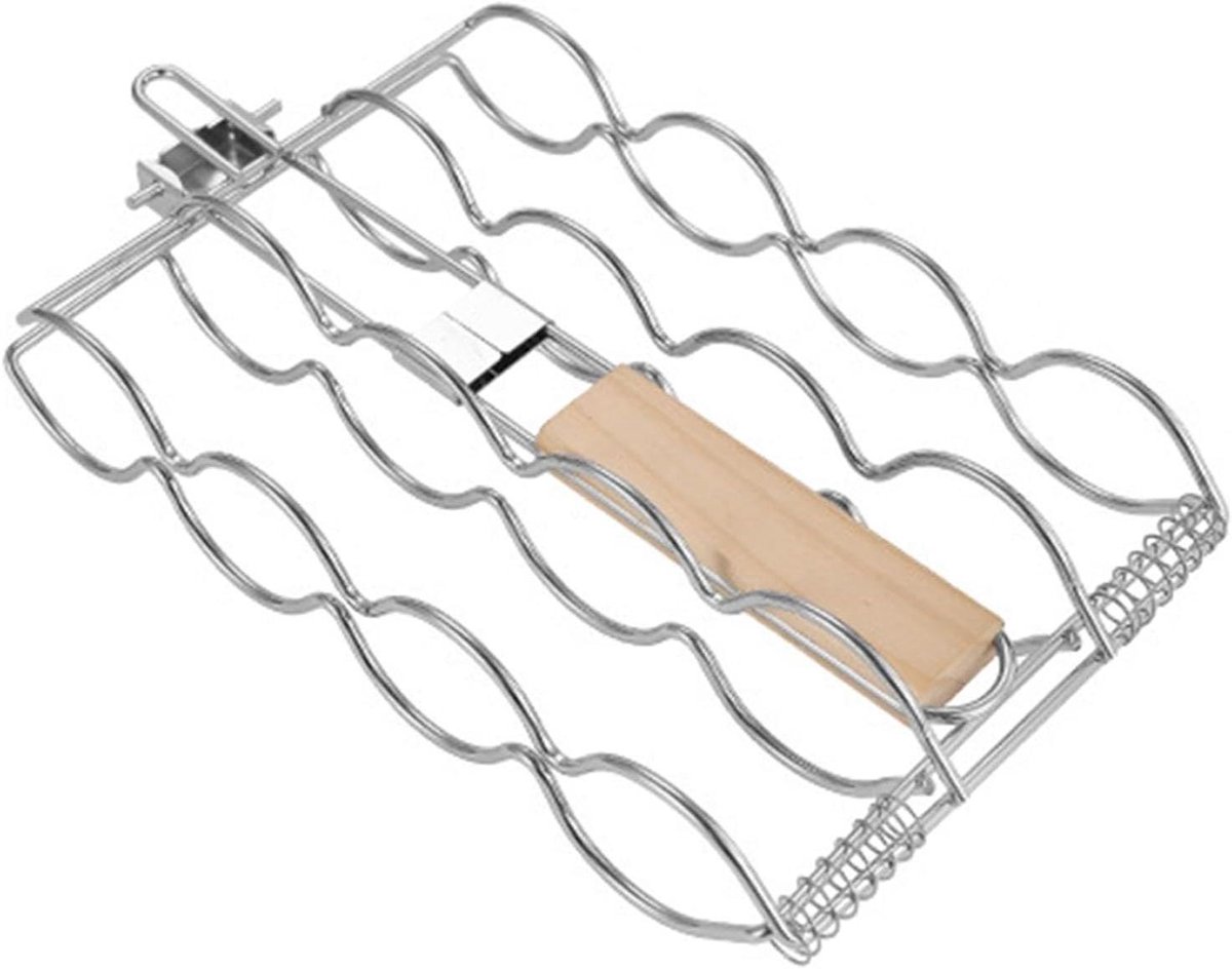 Grillmand - BBQ mand rek - Buiten koken - Hittebestendig metaal - 32 x 18 x 6.5 cm - Zilver