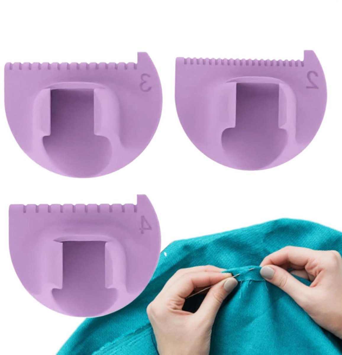Naaimeter Set - Meet Sjabloon - Nauwkeurig Naaien - Randvergrendeling Gids - 3 Stuks - Paars