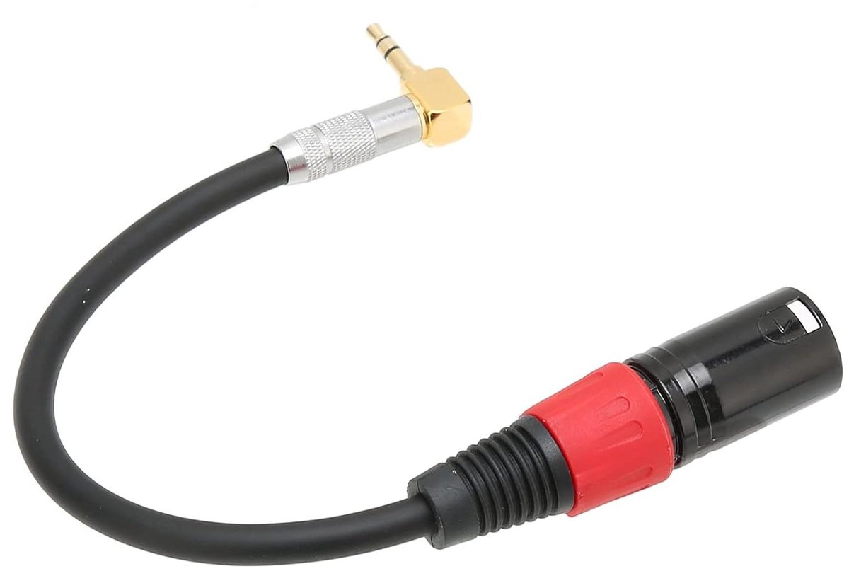 Hulpkabel - Microfoon kabel - Geluidsoverdracht - Ruisonderdrukking - 0.2 meter - Zwart