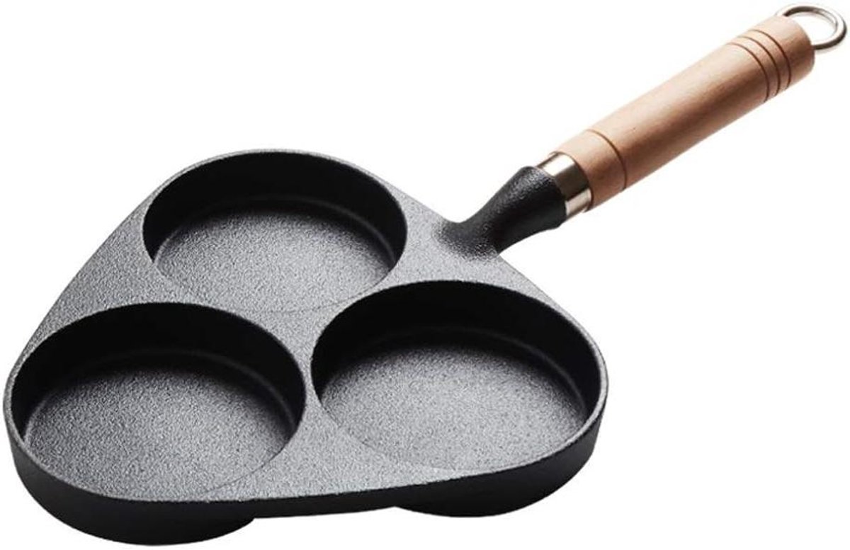 Gietijzeren pan - Omelet koekenpan - Ontbijt bereiden - Gelijkmatige warmteverdeling - 38 cm lengte - Zwart