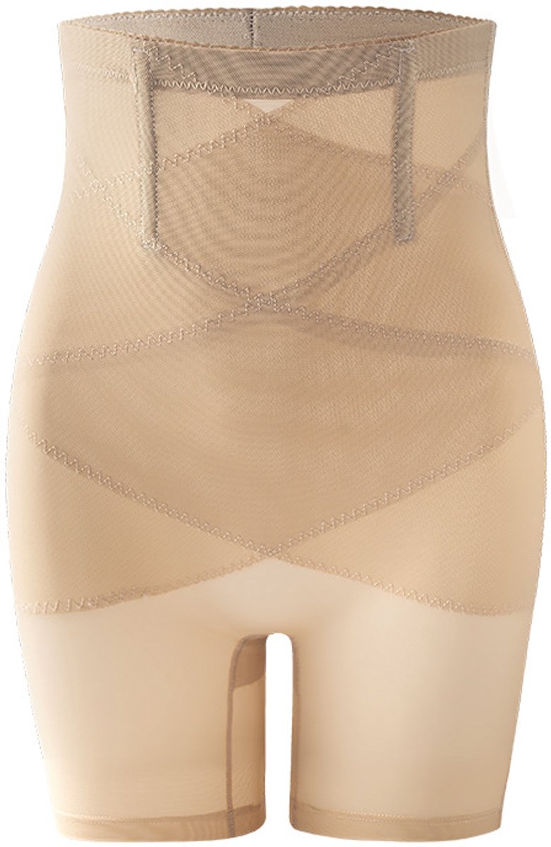 OUTARO-Khaki Hoge taille corrigerende slip - mesh boxershorts met gekruiste bandjes - figuurvormend - buikcorrectie en heuplift voor een mooie silhouet-M