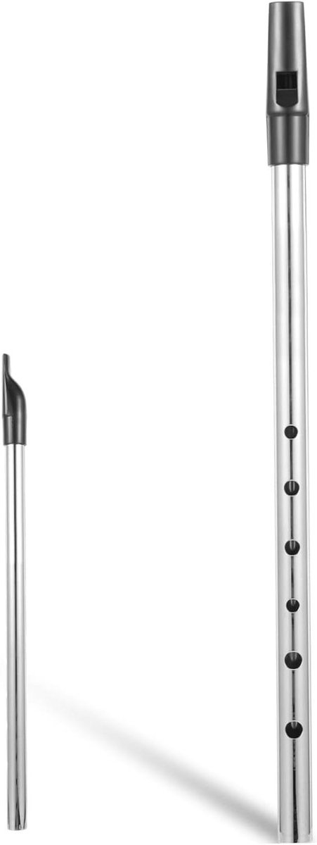 Ierse Fluit C - Beginners Instrument - Muziek Leren Spelen - Hoge Toonhoogte - 33.5 cm - Zilver