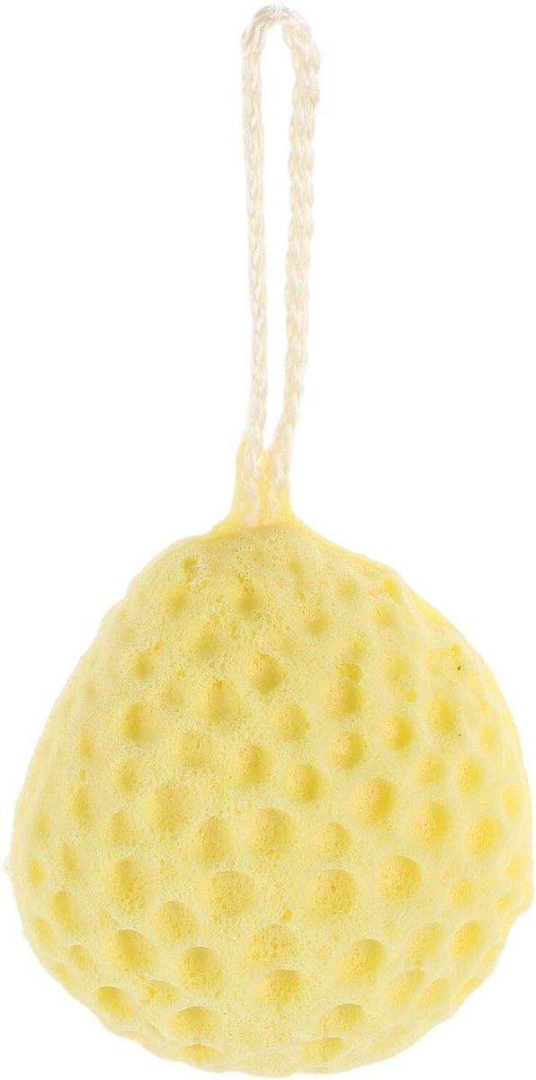 Bad Spons - Douche Poef - Huid Reinigen - Honingraat Structuur - 10 x 8.5 cm - Geel