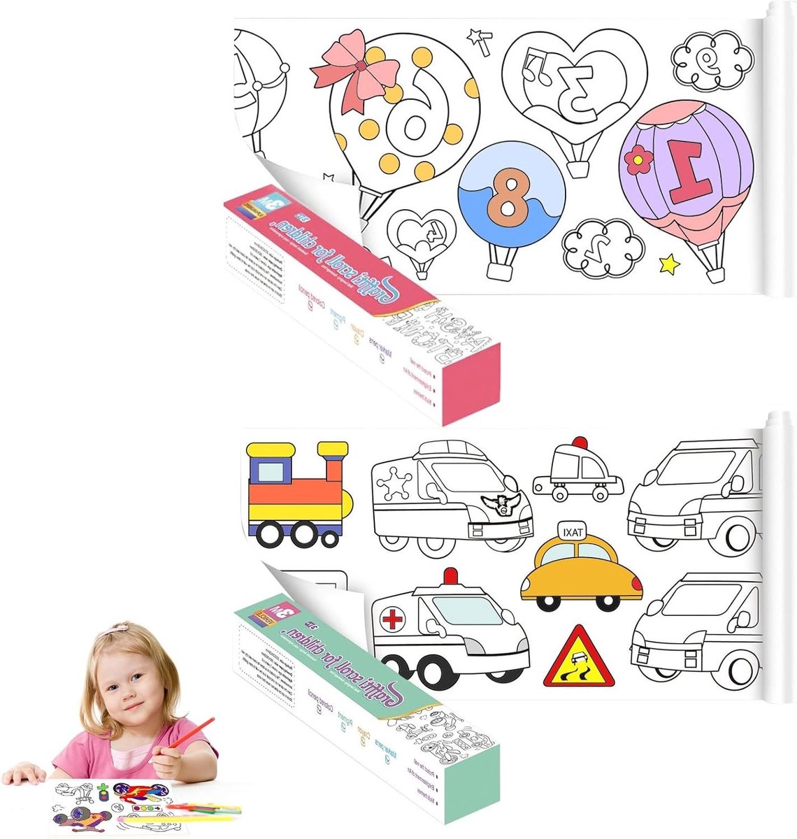 2 Stuks Snijdbare Verfrollen voor Kinderen, 30 x 300 cm Tekenrollen, Zelfklevend Kleurpapier, Creatief Knutselmateriaal voor Muurdecoratie en Cadeaus