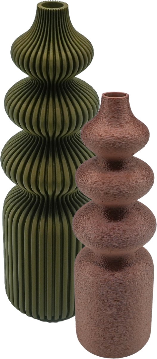 Lovora Solin 3D Vaas Set van 2 - Gestreept - Paars Galaxy - 20CM & 25CM