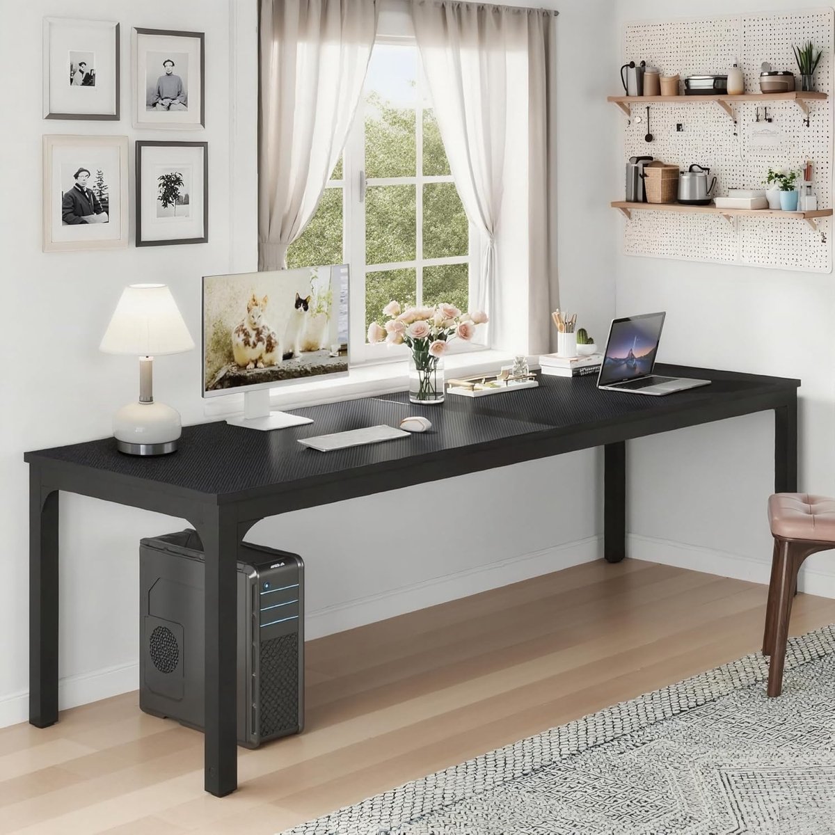 Computerbureau - Werkplek bureau - Thuiswerken studeren - Versterkt blad - 200 x 70 cm - Zwart