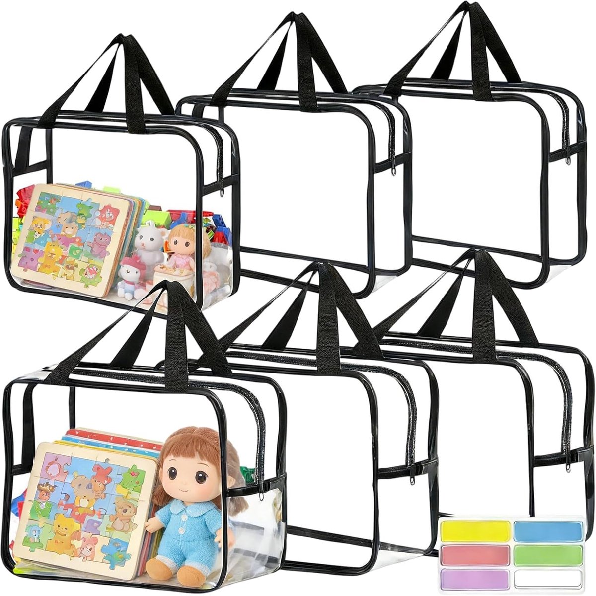 Speelgoedopbergzakken - Puzzel organizers - Speelgoed sorteren - Waterdicht PVC materiaal - 30x22x10cm