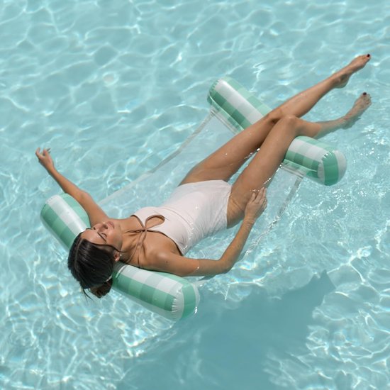 Zwemmat Volwassenen - Opblaasbare Hangmat - Ontspannen in Water - Dubbel Ventiel Snel Opblazen - 73 x 115 cm - Groen — afbeelding 3