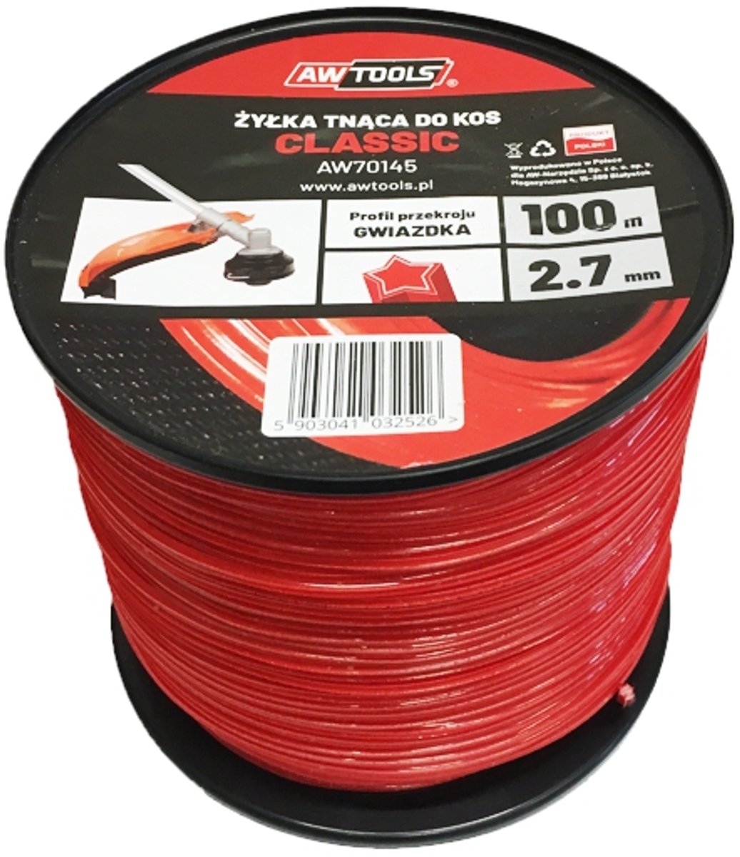 AW-Tools Classic – Stervormig Maai Draad – 2,4mm x 100m – Nylon – Professioneel Gebruik