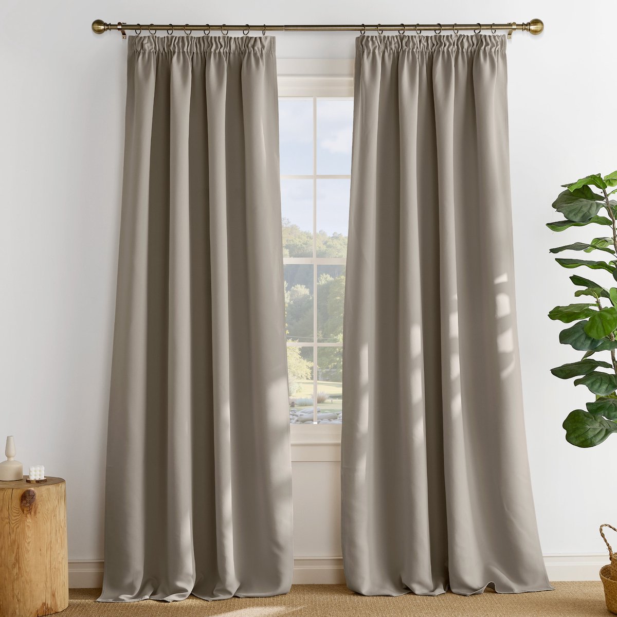 NICETOWN Kant en klaar Gordijnen - Met Plooiband - Verduisterend - 140x260 cm - Zand - 2 Stuks