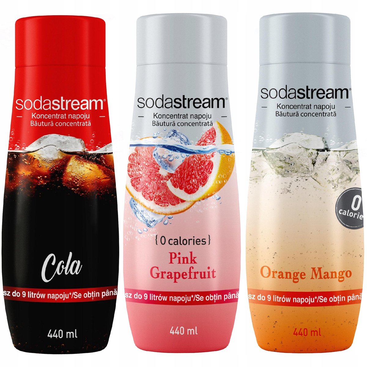 SodaStream Cola + Pink Grapefruit + Orange-Mango - Aromatische Concentraten - Milieuvriendelijk - 440ml