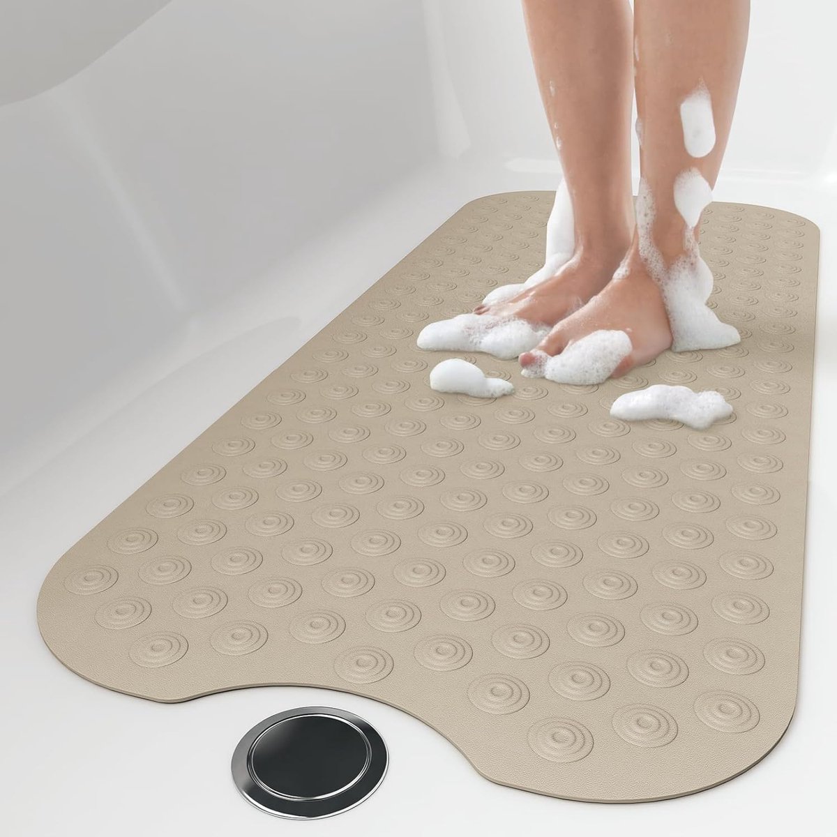 Badmat Extra Lang - Douchemat Antislip - Veilig Douchen - Natuurrubber Materiaal - 100x40cm - Bruin
