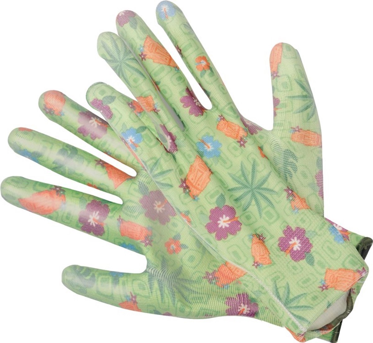 FLO Serie - Tuinhandschoenen - Bloemenmotief - Groen - Polyester - Maat 9