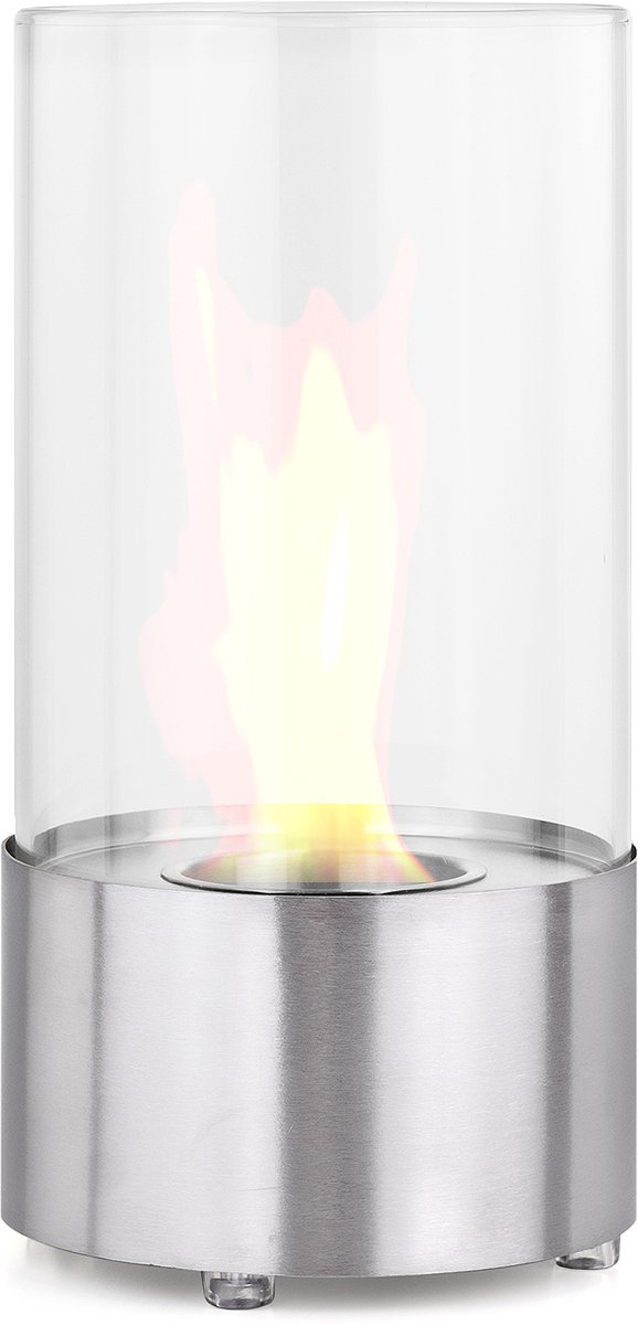 Bio ethanol tafelhaard RVS 300ml tafelvuur sfeerhaard glas design