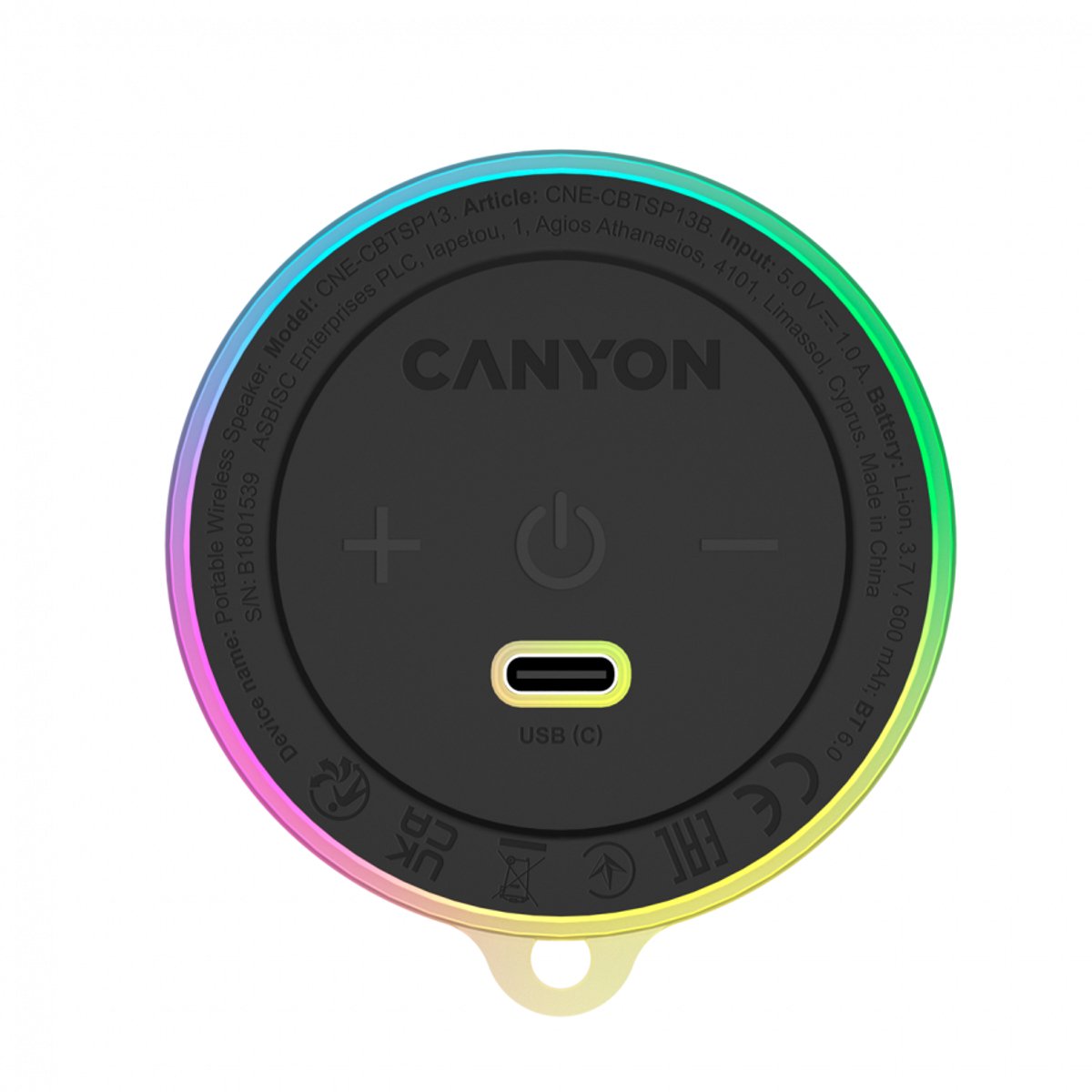 Canyon OnMove 13 - Draagbare Bluetooth Speaker - RGB Verlichting - Magnetische Basis - 5W