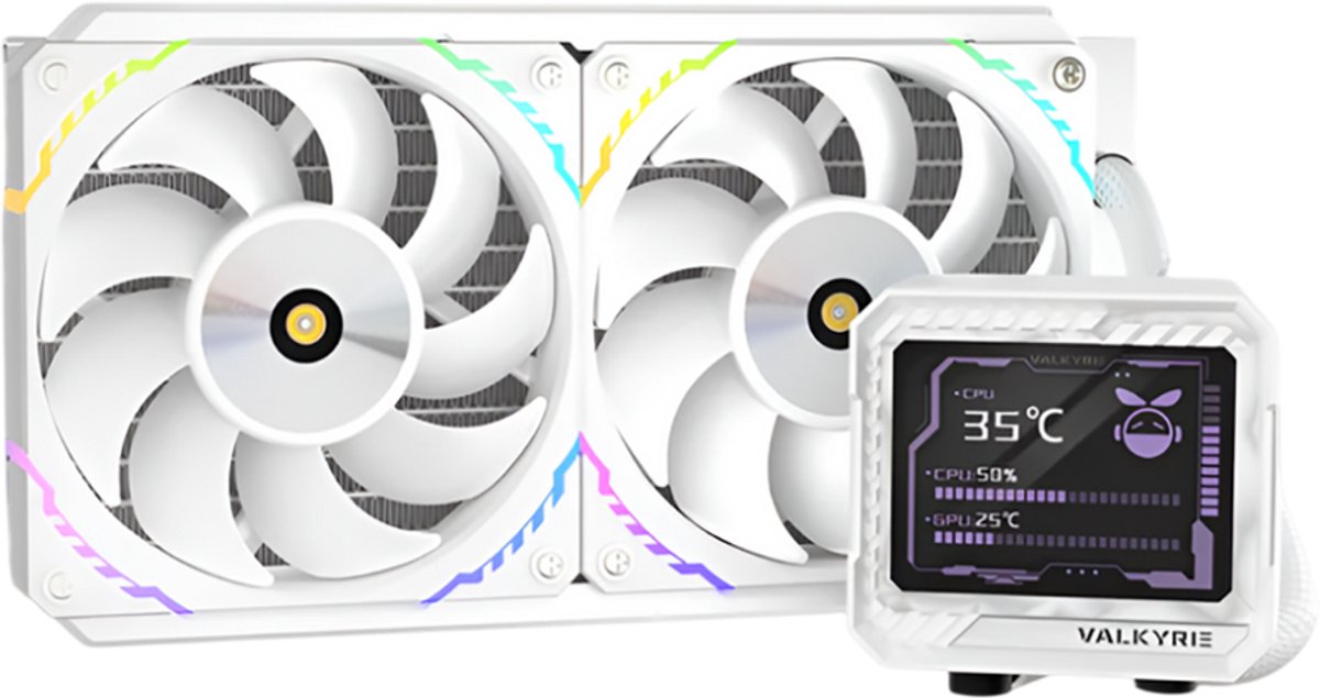 Valkyrie V240 Serie - Waterkoeling - Wit - 3,5" LCD Display - RGB