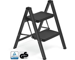 SONGMICS - Ladder - Opvouwbare Trittleiter met 2 Treden - Draagkracht tot 150 kg - Staal - Voor Thuis en Kantoor