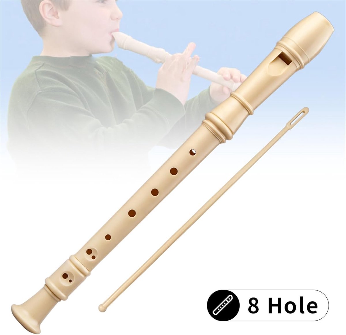 Sopranoblokfluit - 8 Gaten Fluit - Muziek Leren - C Toonladder - 35cm Lengte - Wit