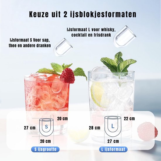 REN®Ijsblokjesmachine - ijsmachine -ijsblokjesmakers - 8 ijsblokjes per 15 minuten - 9cm x 22cm x 13cm; 6.72 kg van Merkloos — afbeelding 4