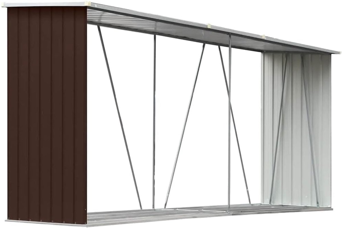 Haardhoutschuur - Brandhout Opslag - Droog Hout Houden - Verhoogd Frame Dak - 330x84x152 cm - Bruin