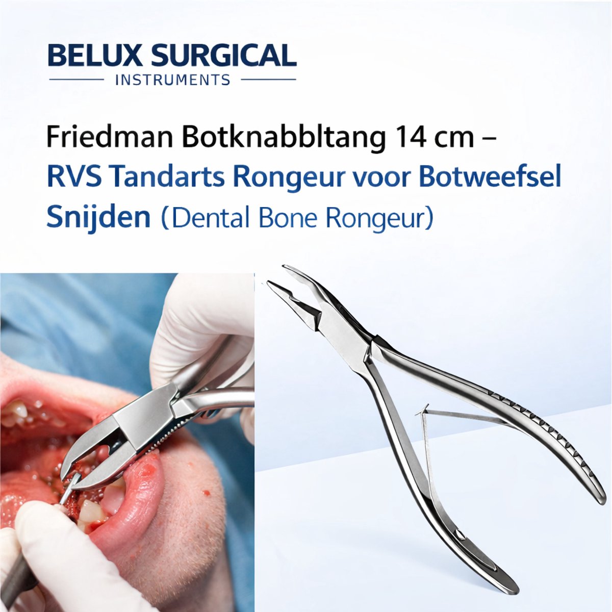 Belux Surgical Instruments – Friedman Botknabbeltang 14 cm – RVS Tandarts Rongeur voor Botweefsel Snijden (Dental Bone Rongeur)