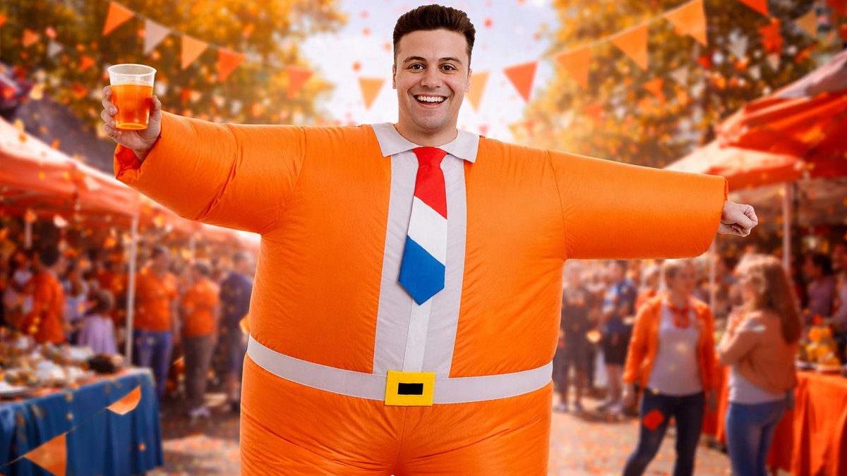 QCS Feestkostuums opblaasbaar Oranjepak/WK Voetbal - 160 tot 200 cm - opblaas Oranje outfit/Feestpak/Nederland/Holland/voetbal/WK 2026/Oranjekleding — afbeelding 3