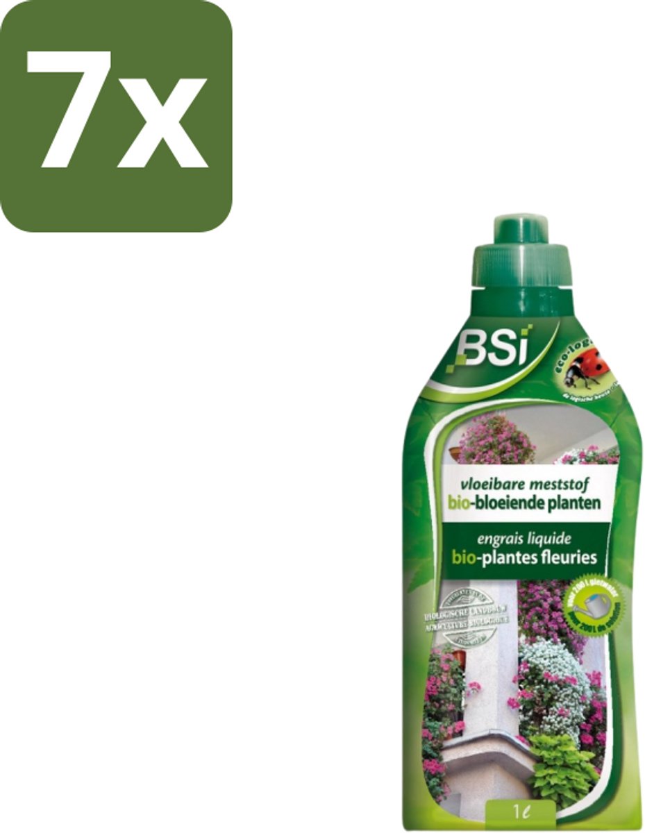 BSI – Bio Bloeiende Planten Meststof – Rijke Bloei & Gezonde Groei – 1 L - Bulkverpakking - 7 stuks