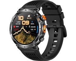 Knobbout GPS Smartwatch 1.7" (4,3 cm) met LED Zaklamp – 850mAh Batterij | IP68 Waterdicht | Kompas, Hoogtemeter & Barometer | Outdoor Sport Horloge met Bluetooth Bellen - Zwart