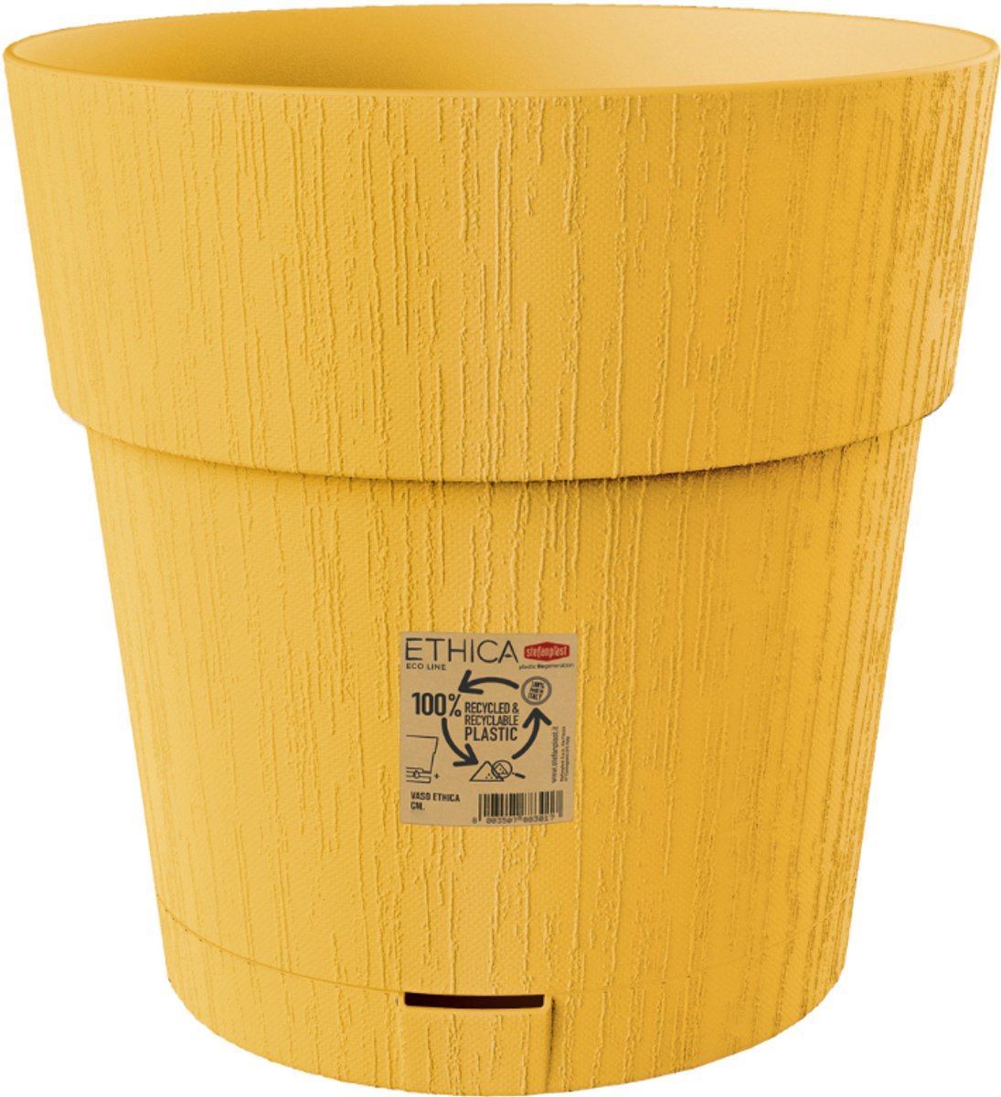 Bloempot 'Ethica' 30 cm - Met zelfbewatering – Voor binnen & buiten - Mosterdgeel