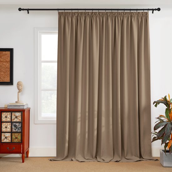 NICETOWN Kant en klaar Gordijn - Met Plooiband - Verduisterend - 300x245 cm - Cappuccino - 1 Stuk