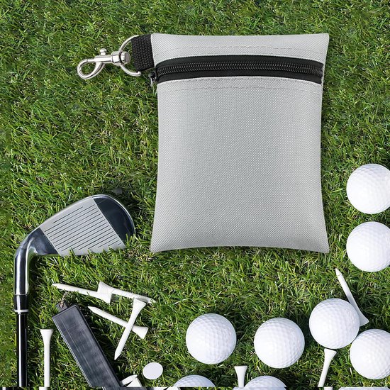 Golf Tee Tas - Accessoire Houder - Golf Benodigdheden - Draaibare Karabijnclip - 17 x 14 cm - Zwart Grijs van GOLF — afbeelding 3