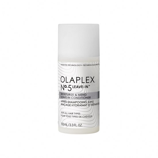 Olaplex No. 5 Leave-In conditioner flesje op witte achtergrond met raster.