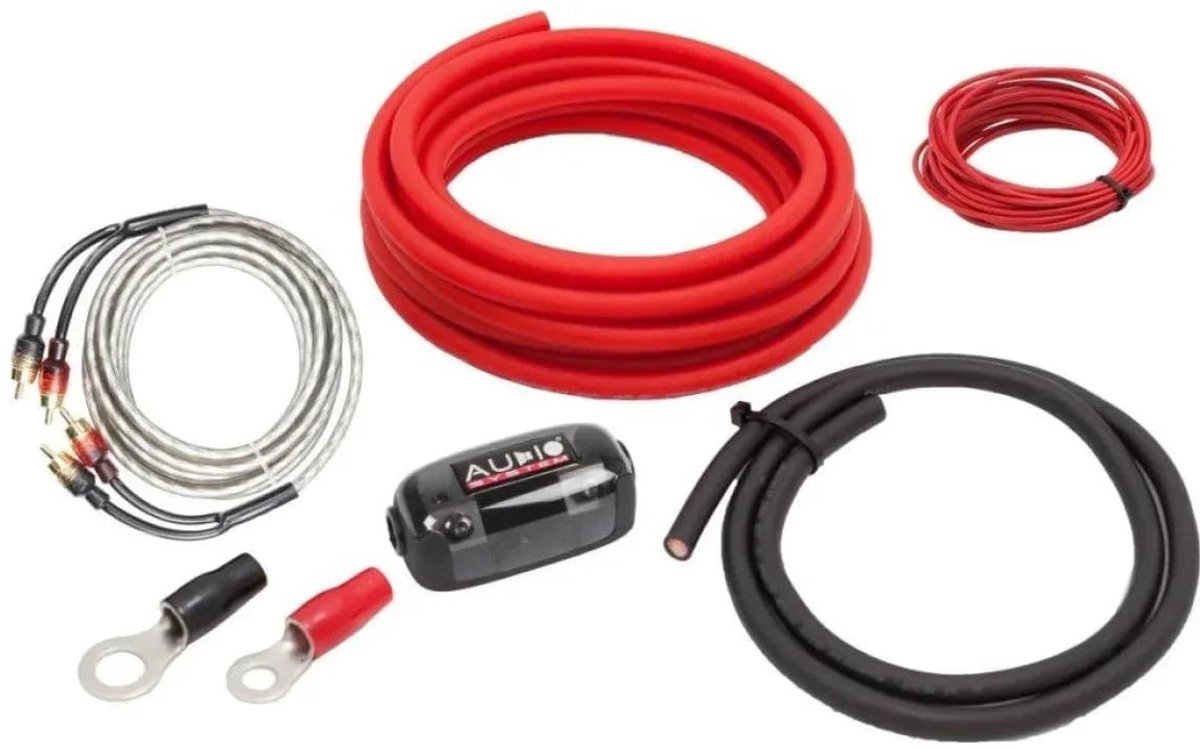 Kabelkit 50qmm Koper - Voedingskabel Set - Auto Audio Installatie - 100% Koper OFHC - 5 Meter Lengte - Rood Antraciet