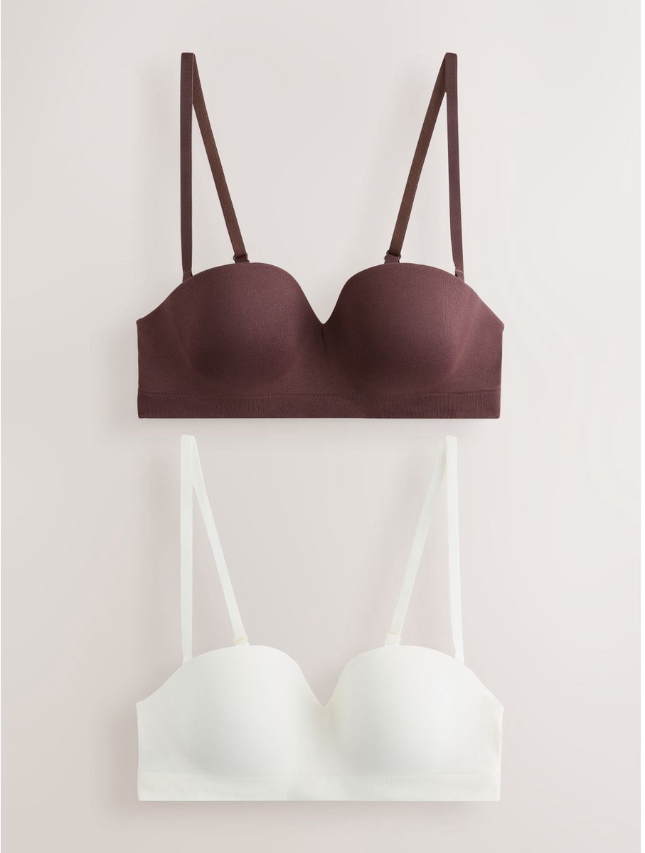 Next Dames - Set van 2 naadloze strapless- en verstelbare beha’s - Crème