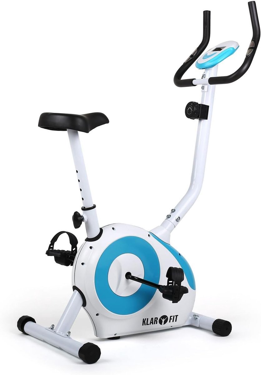 Hometrainer Cardio Fiets - Fitness Fiets Hometrainer - Cardio Training - 8 Weerstandsniveaus - Tot 110 kg - Wit Blauw