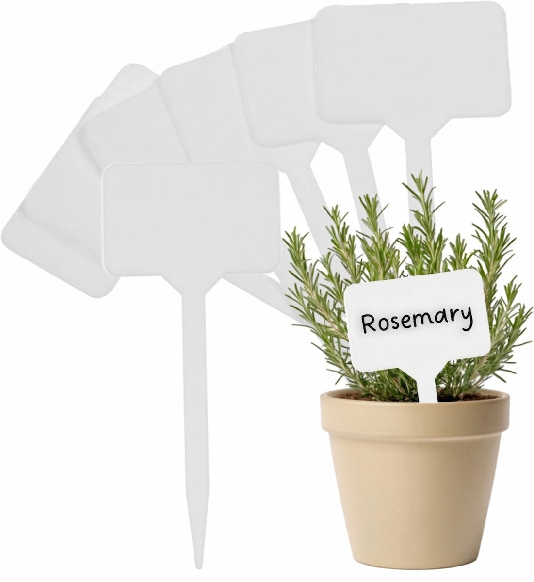 YUGN Plantenlabels 20 Stuks - Herbruikbare Bamboe Plantetiketten - Groot Schrijfvlak 6x10 CM - Inclusief Pen