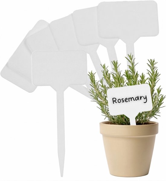 YUGN Plantenlabels 20 Stuks - Plastic Plantenstekers - Schrijfvlak 6x10 cm - Inclusief Pen
