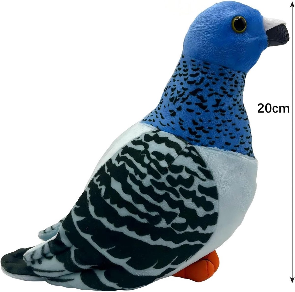 Pluche Duif Speelgoed - Zacht Knuffelbeest - Kinderkamer Decoratie - Huidvriendelijk Materiaal - 20 cm Groot - Blauw
